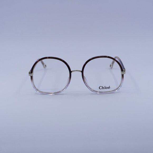 Chloe CH0032O 002 Eyeglasses Brown Gradient 55mm Round Frame - Picture 4 of 11